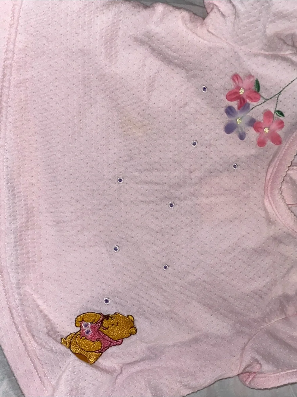 Girls' Pink Floral & Bear Cotton Pajama Top